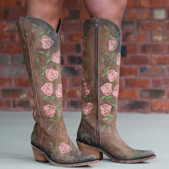 Liberty Black Garden Tan Floral Tall LB7129148 Cowboy Western Boots - Picture 2 of 16